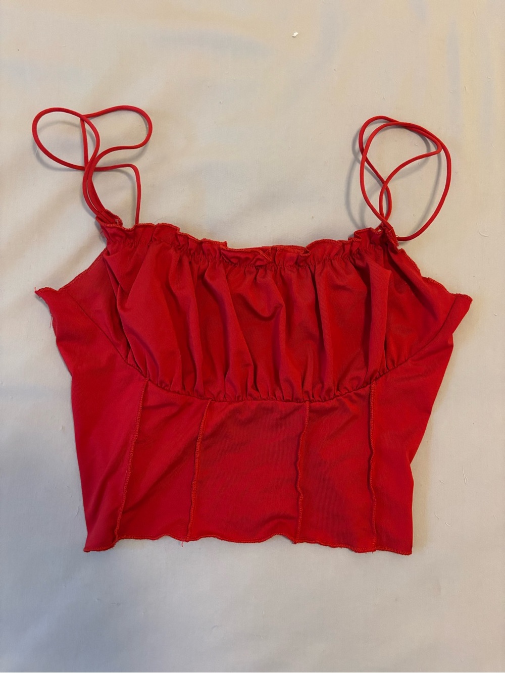 Princess Polly Bright Red Ruching Crop Cami